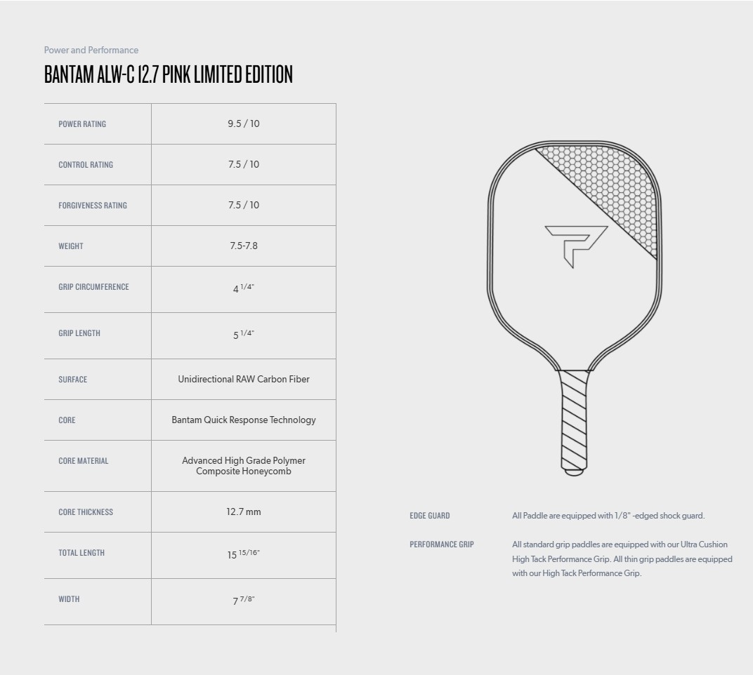 Vợt Pickleball Paddletek Bantam ALW C 12.7 Pink Limited Edition – Chính Hãng 9 Screenshot 2025-03-19 115002