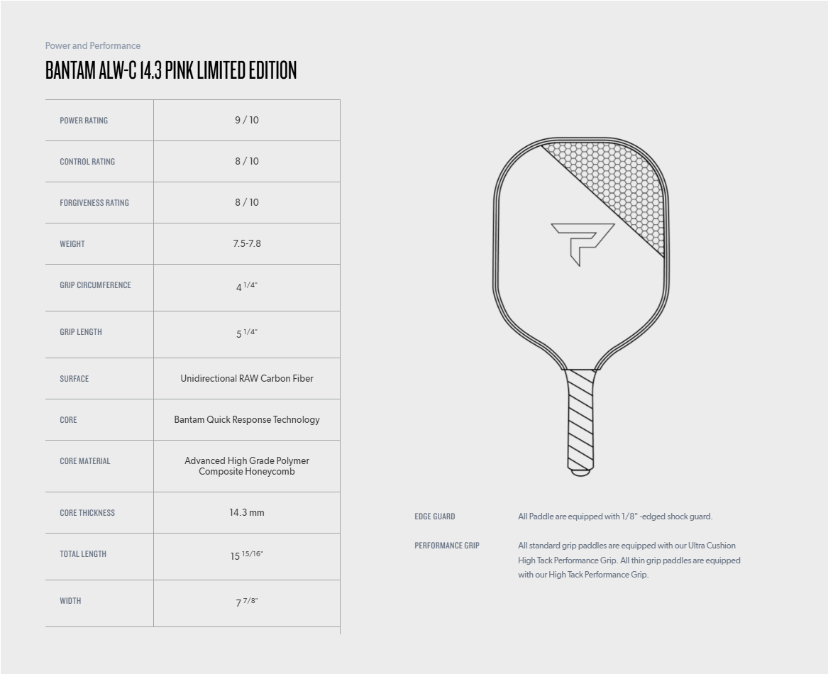 Vợt Pickleball Paddletek Bantam ALW C 14.3 Pink Limited Edition - Chính Hãng 11 Updated_Brochure_Inside_09.24_copy