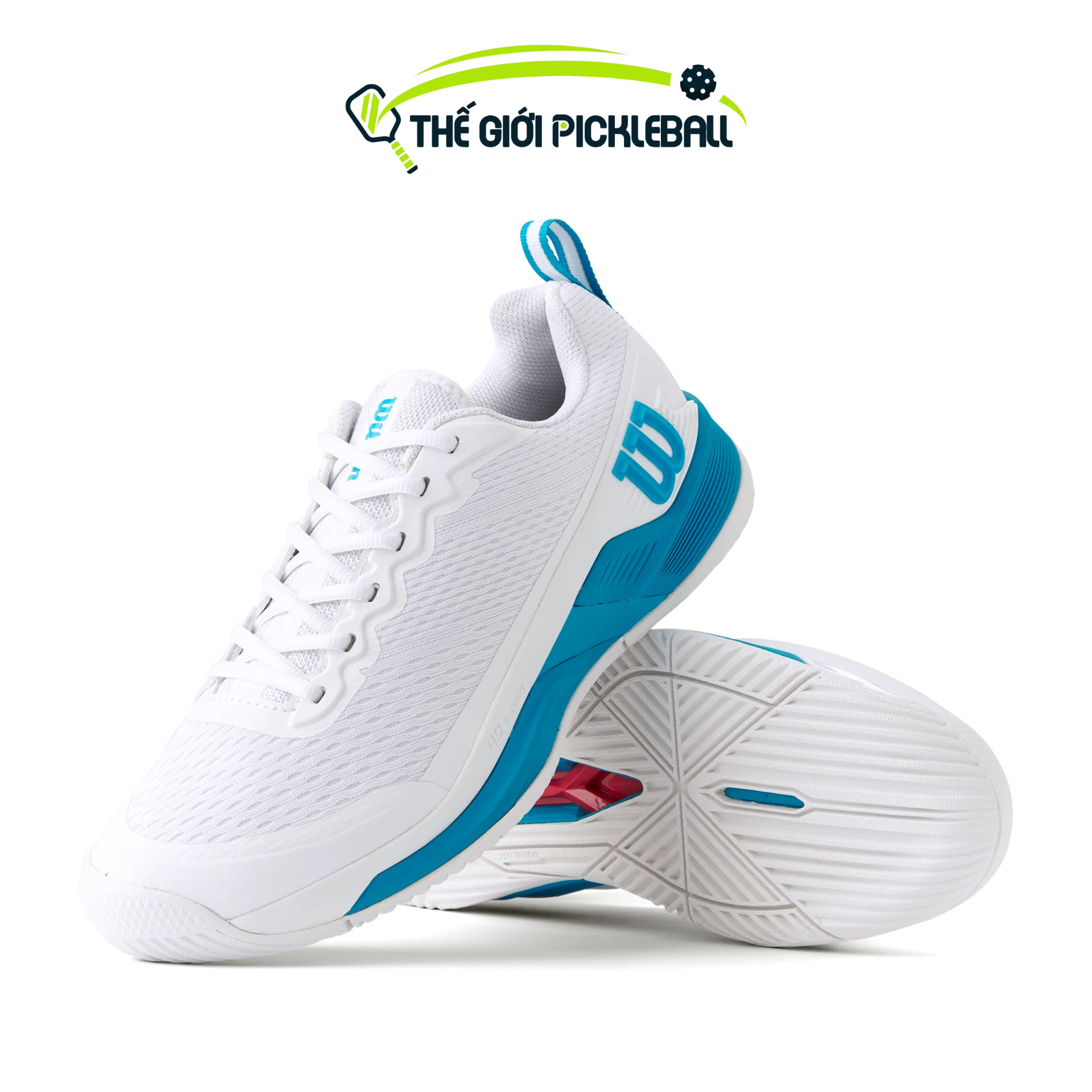 Giày Pickleball Wilson Rush Pro 4.5 OZ White Atomic Blue – WRS335010 | Hàng chính hãng Wilson
